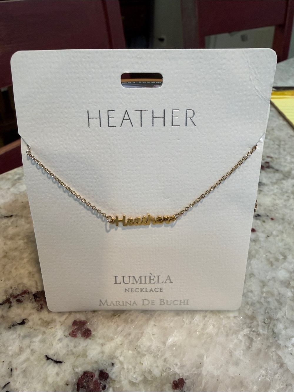 Lumièla Gold 'Heather' Nameplate Necklace
